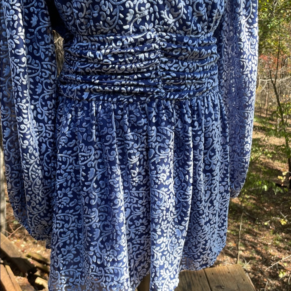 JEN ROSSI COLLECTION SUNSET STRIP LAPIS MINI DRESS Sz L - Picture 4 of 14